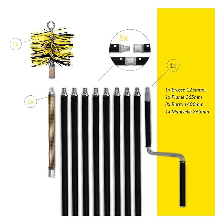 Skorstenborste med vev-125mm-1120cm