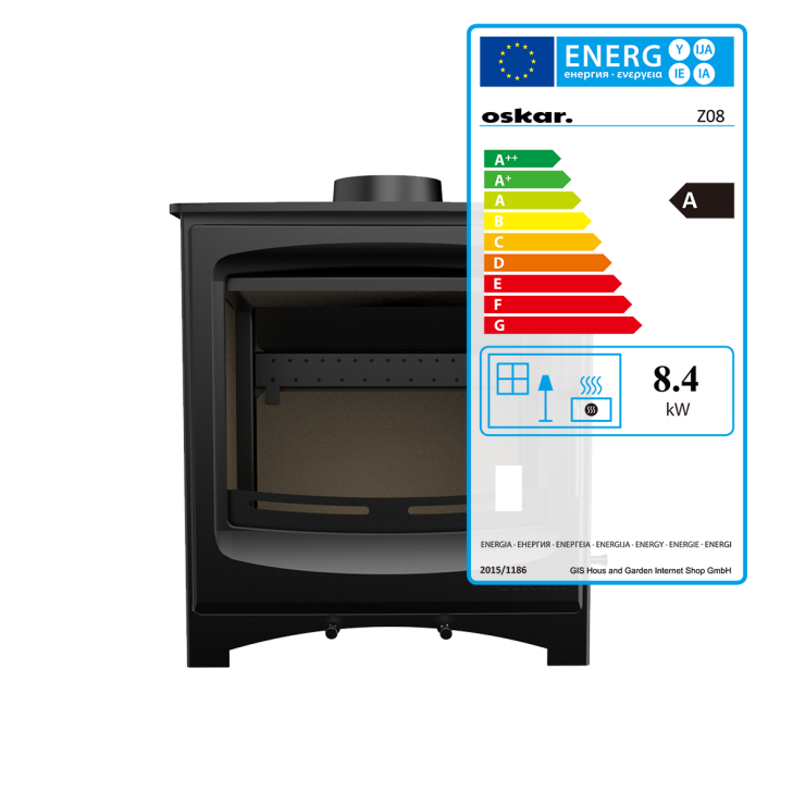 Oskar Braskamin 8,4 KW Svart 